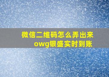 微信二维码怎么弄出来 owg银盛实时到账